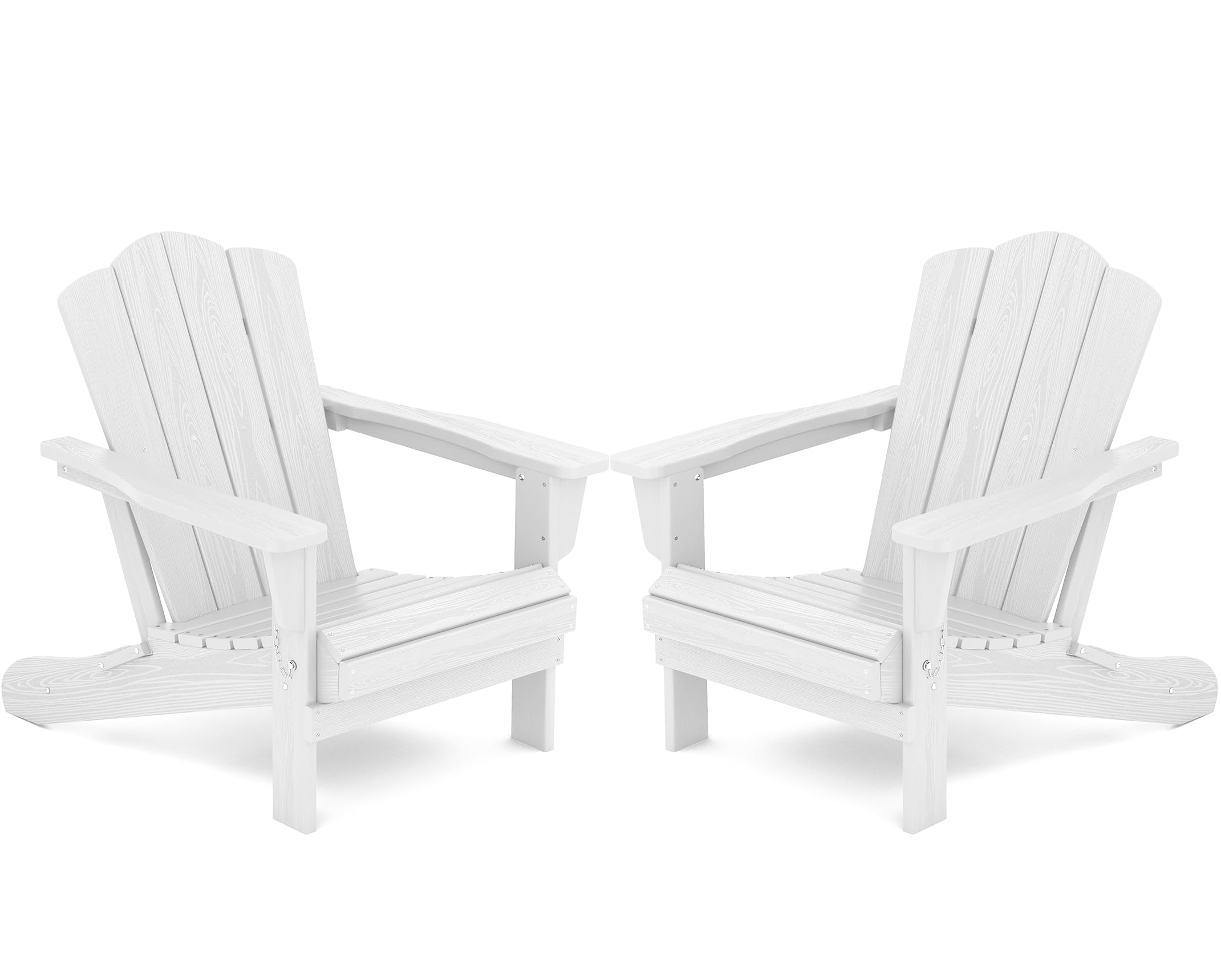 Kingyes Folding Adirondack Chair Set Of 2, Hdpe All-Weather Folding Adirondack Chair, White